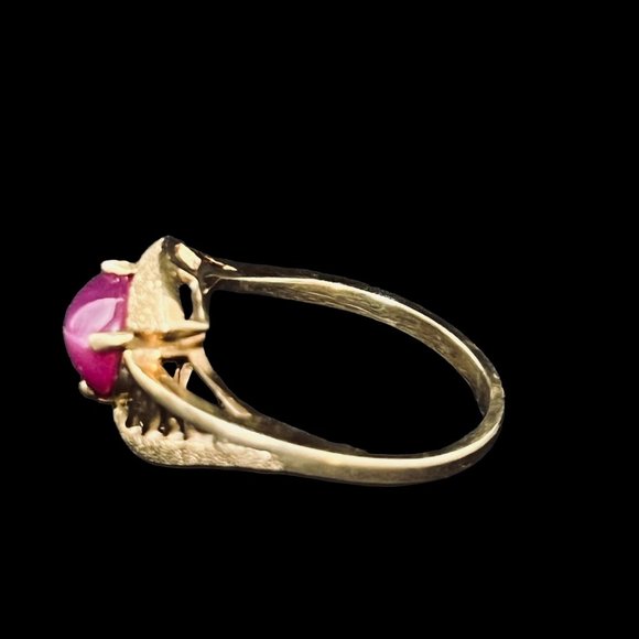 Vintage FC 10k Gold And Synthetic Pink Star Ruby Ring (R314) - Picture 4 of 6